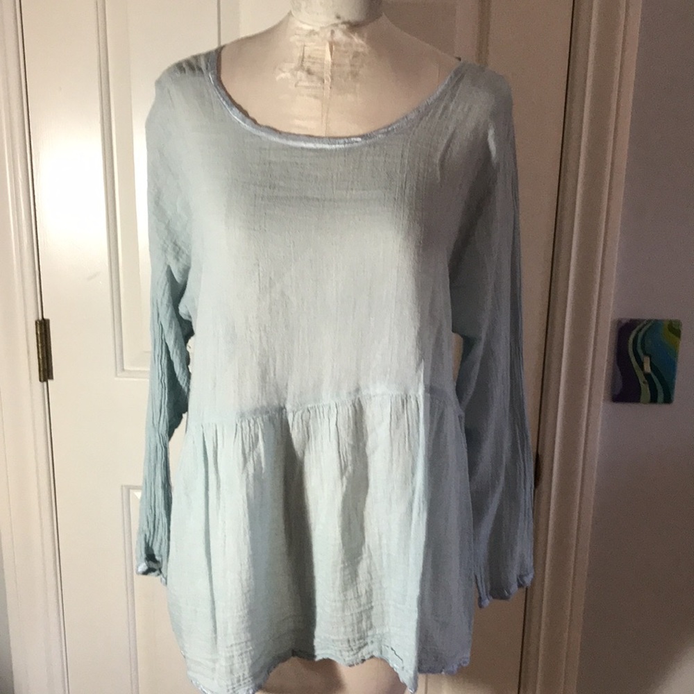 J. Morgan Puett blue gauze top - Picture 2 of 6